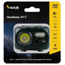 Technik H17 tölthető, 250 lumenes fejlámpa + micro USB IP67